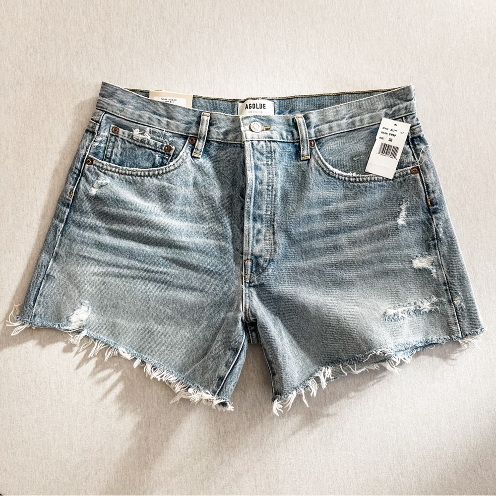 Agolde Parker Long Denim Shorts 30 Swapmeet NWT